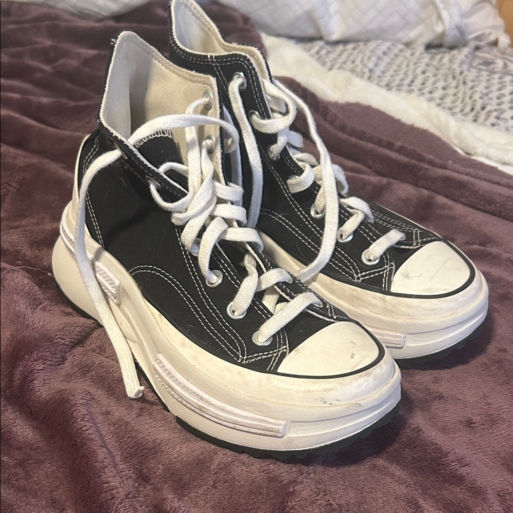 Converse Black and White Platform Sneakers